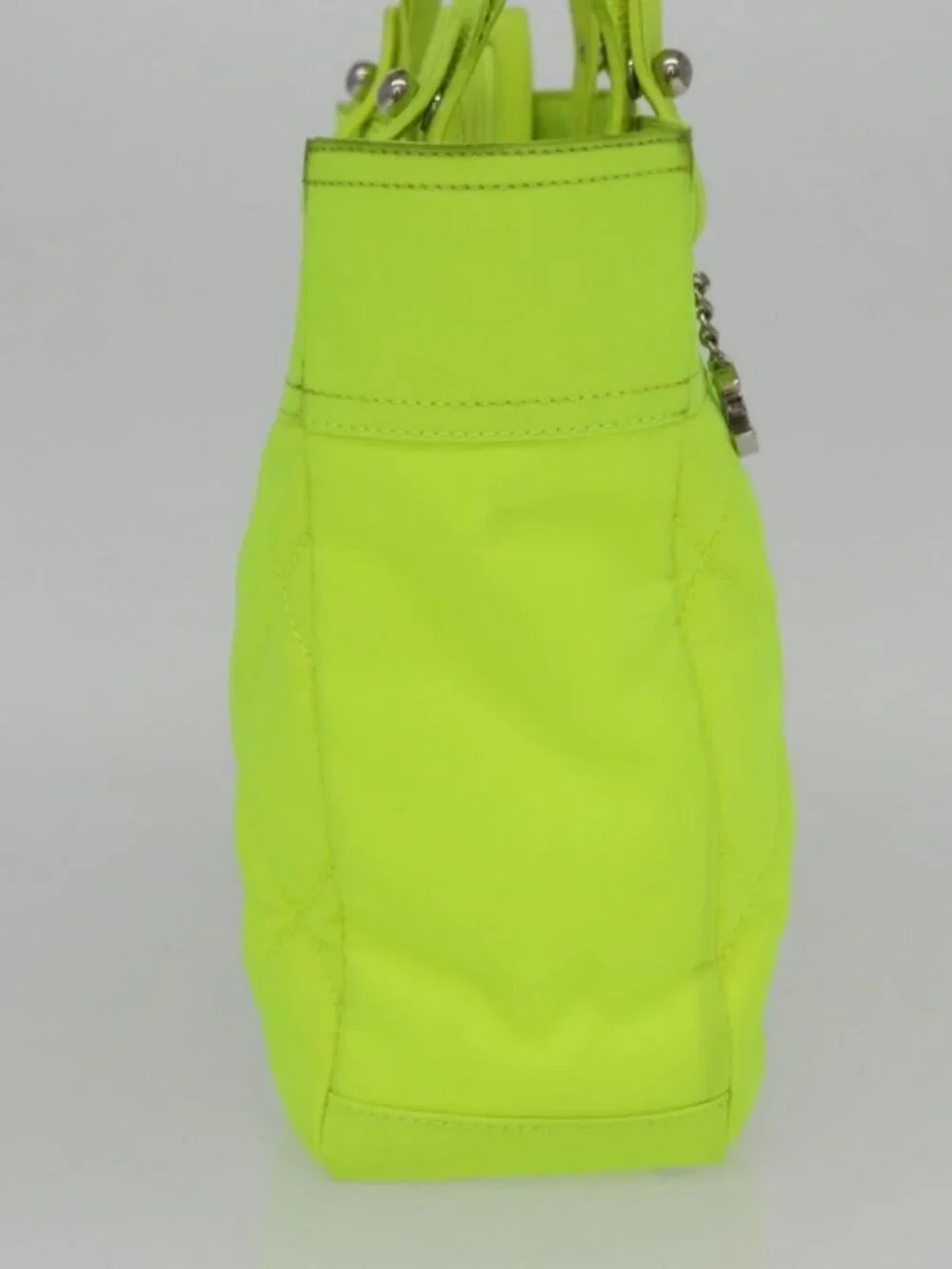 CHANEL Paris Biarritz Tote PM Tote Bag Canvas Green Neon Green CC Auth BSZ633